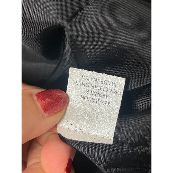 VTG Caroline Rose Women's Gold Floral Silk Abstract Artsy Lux Blazer Black M - Picture 11 of 14